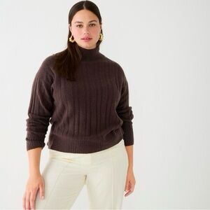 J. Crew Ribbed Mockneck Sweater in Supersoft Yarn Brown